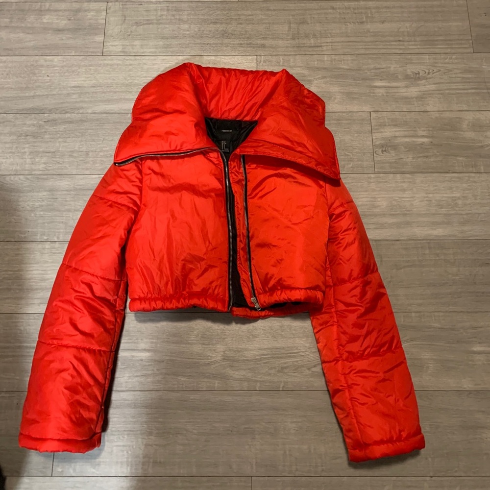 Red cropped jacket